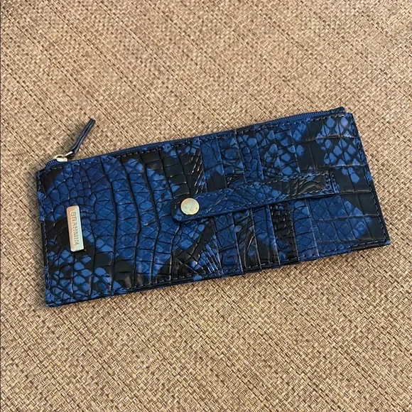Brahmin Blue and Black Croc Embossed Wallet - Picture 1 of 3